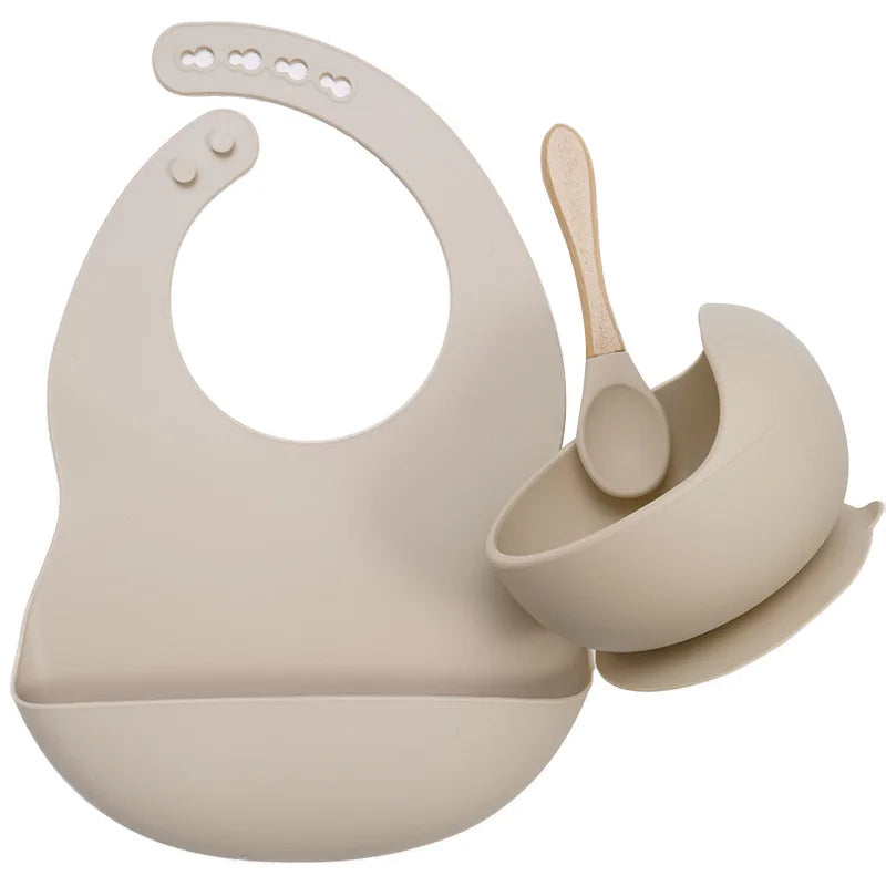 Silicone Baby Feeding Set with Suction Bowl & Soft Spoon