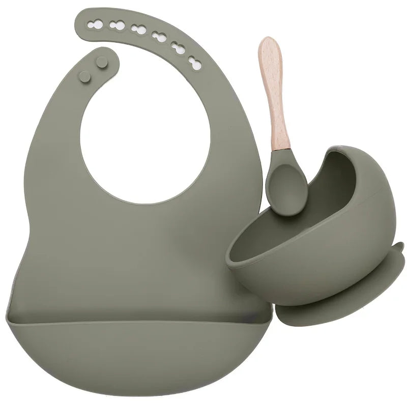Silicone Baby Feeding Set with Suction Bowl & Soft Spoon