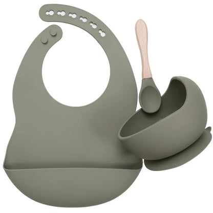 Silicone Baby Feeding Set with Suction Bowl & Soft Spoon