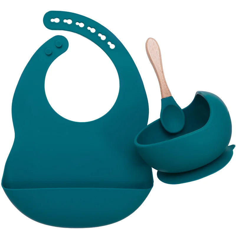 Silicone Baby Feeding Set with Suction Bowl & Soft Spoon