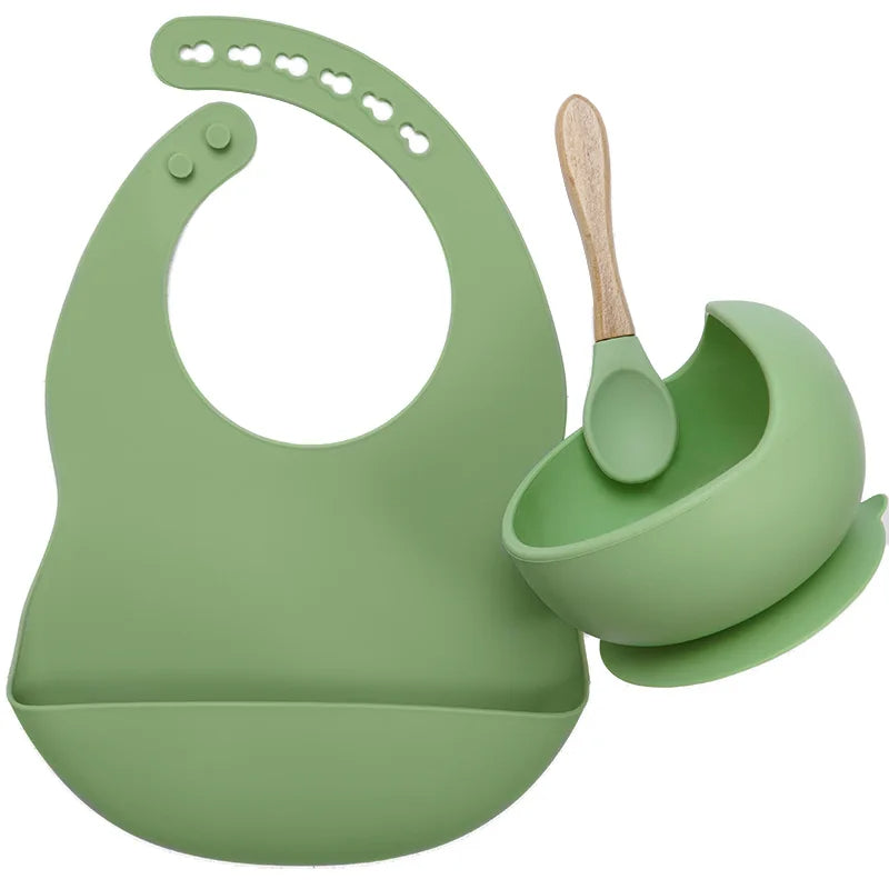 Silicone Baby Feeding Set with Suction Bowl & Soft Spoon