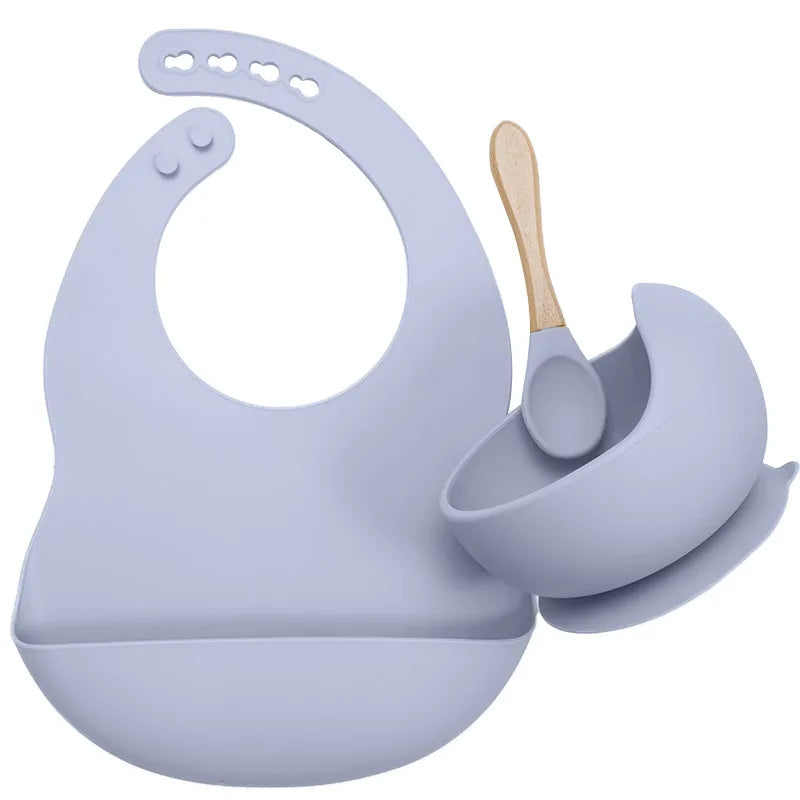 Silicone Baby Feeding Set with Suction Bowl & Soft Spoon