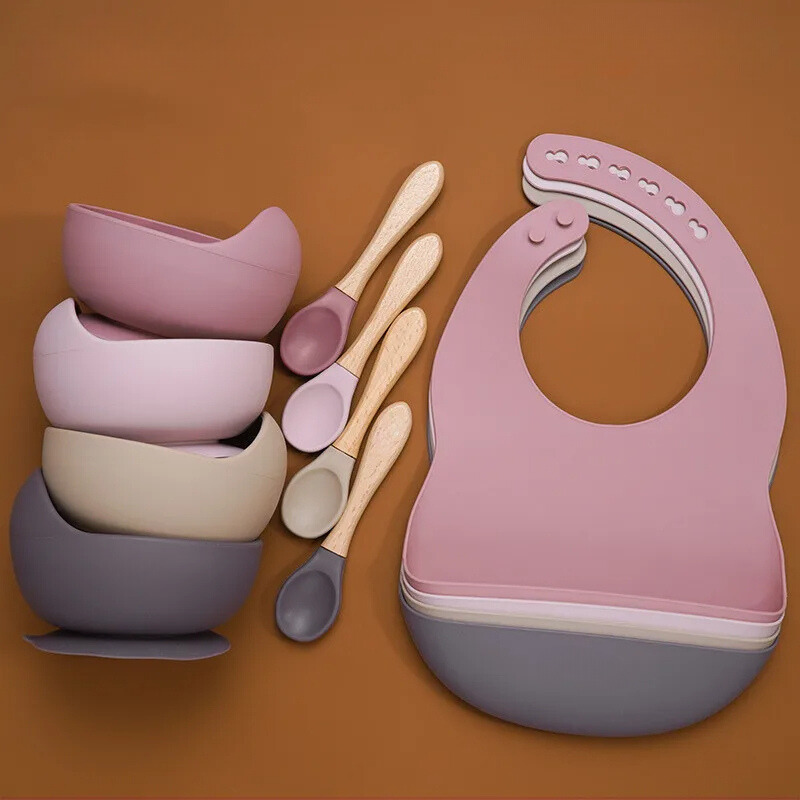 Silicone Baby Feeding Set with Suction Bowl & Soft Spoon