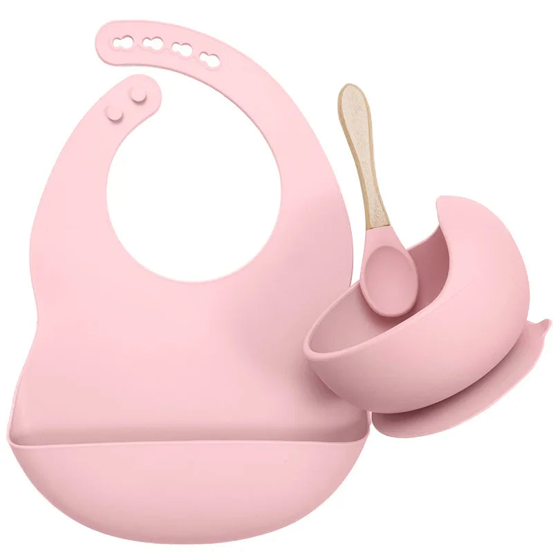 Silicone Baby Feeding Set with Suction Bowl & Soft Spoon