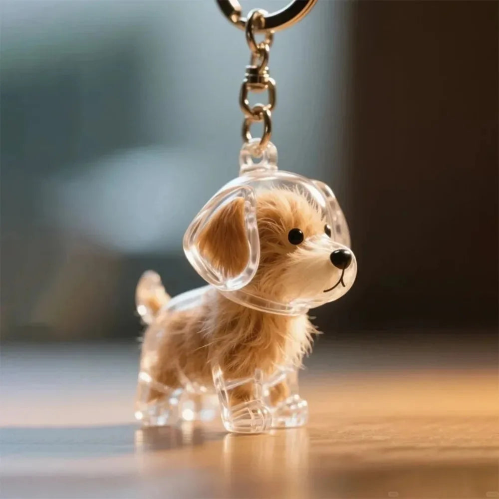 Pet Hair Keepsake Keychain – Personalized Cat & Dog Memorial Charm with Transparent Memory Capsule