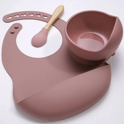 Silicone Baby Feeding Set with Suction Bowl & Soft Spoon