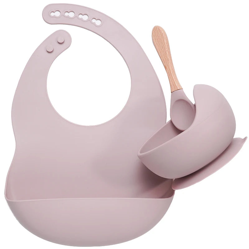 Silicone Baby Feeding Set with Suction Bowl & Soft Spoon