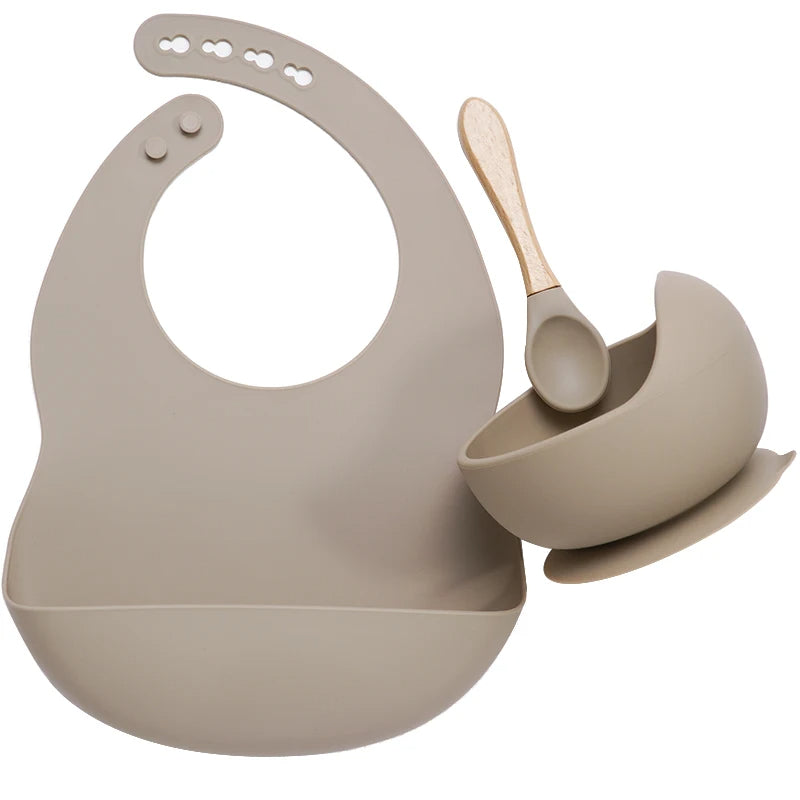 Silicone Baby Feeding Set with Suction Bowl & Soft Spoon
